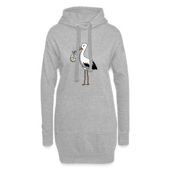 Storch bringt baby - Hoodie-Kleid - Grau meliert - Vorne