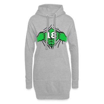 18. Geburtstag Volljährig Geburtstagskind Lustig - Hoodie-Kleid - Grau meliert - Vorne