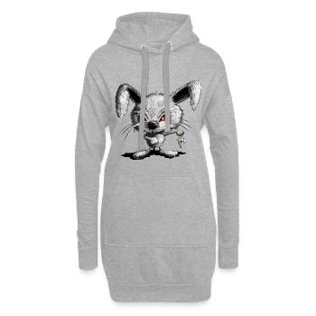 Halloween Hase I Horror Kaninchen I Böser Hase - Hoodie-Kleid - Grau meliert - Vorne
