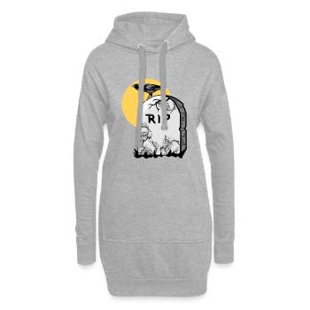 Grabstein mit Krähe - Hoodie-Kleid - Grau meliert - Vorne