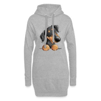 Dessin animé drôle de chien Doberman ou Pinscher I - Sweat-shirt à capuche long Femme - gris chiné - Devant