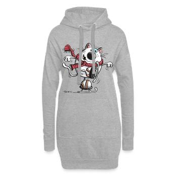 Cat course patins à glace - Sweat-shirt à capuche long Femme - gris chiné - Devant