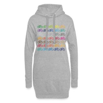 Viele farbige Fahrräder - Hoodie-Kleid - Grau meliert - Vorne