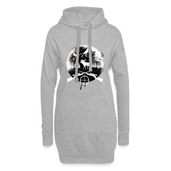 Élan chasseur - Sweat-shirt à capuche long Femme - gris chiné - Devant