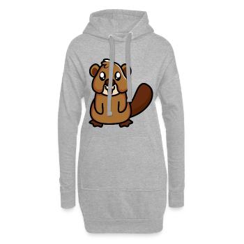 Castor - Sweat-shirt à capuche long Femme - gris chiné - Devant