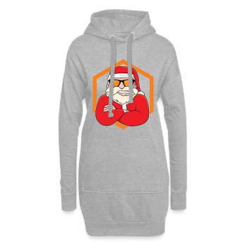 Cooler Weihnachtsmann - Hoodie-Kleid - Grau meliert - Vorne