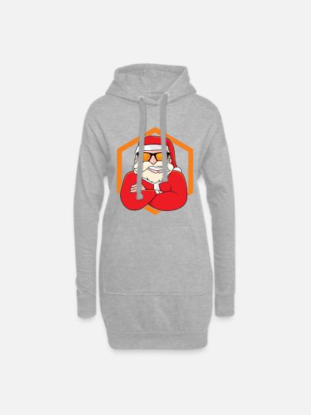 Cooler Weihnachtsmann - Hoodie-Kleid - Grau meliert