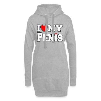 Ich liebe mein Penisherz - Hoodie-Kleid - Grau meliert - Vorne