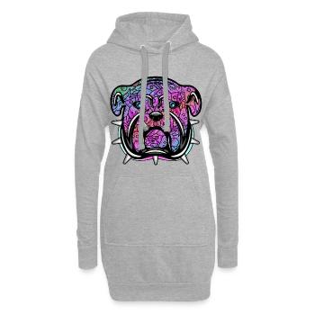 Hundekunst mit bunter Hundeliebe - bunter Hund - Hoodie-Kleid - Grau meliert - Vorne