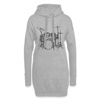 Batteur - Sweat-shirt à capuche long Femme - gris chiné - Devant