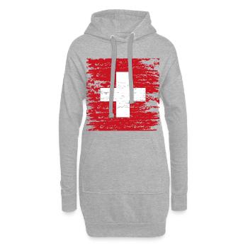 Croix suisse texturée rouge - Hoodie-Kleid - Grau meliert - Vorne