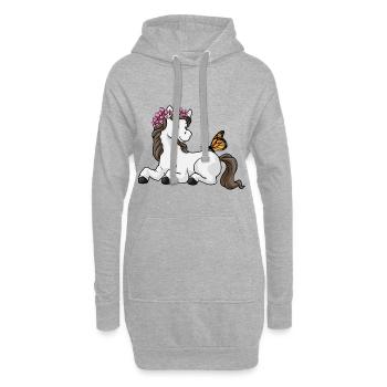 Couronne de fleurs de cheval - Sweat-shirt à capuche long Femme - gris chiné - Devant