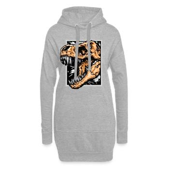 Dinosaurier / T-Rex / Trex / Geschenkidee - Hoodie-Kleid - Grau meliert - Vorne