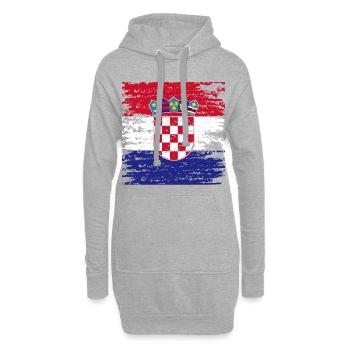 Authentisches kroatisches Flaggenwappen - Hoodie-Kleid - Grau meliert - Vorne