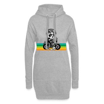 Totenkopf Motorrad - Hoodie-Kleid - Grau meliert - Vorne
