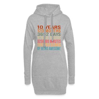 Perfektes Geschenk zum 10. Geburtstag, in Zeiteinheiten - Hoodie-Kleid - Grau meliert - Vorne