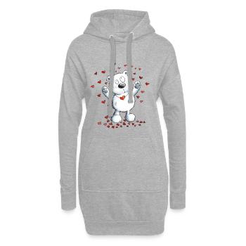 Eisbär Mit Herzen I Polarbär Love - Hoodie-Kleid - Grau meliert - Vorne
