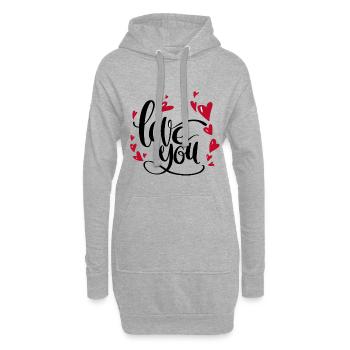 i love you | herzen | für paare - Hoodie-Kleid - Grau meliert - Vorne