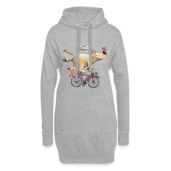 Chien drôle sur cycliste de dessin animé de vélo - Sweat-shirt à capuche long Femme - gris chiné - Devant