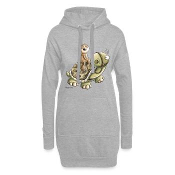 Faules Faultier Reitet Schildkröte I Chill Pause - Hoodie-Kleid - Grau meliert - Vorne