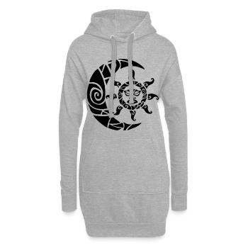 Mond, Sonne und Natur (schwarz) - Hoodie-Kleid - Grau meliert - Vorne
