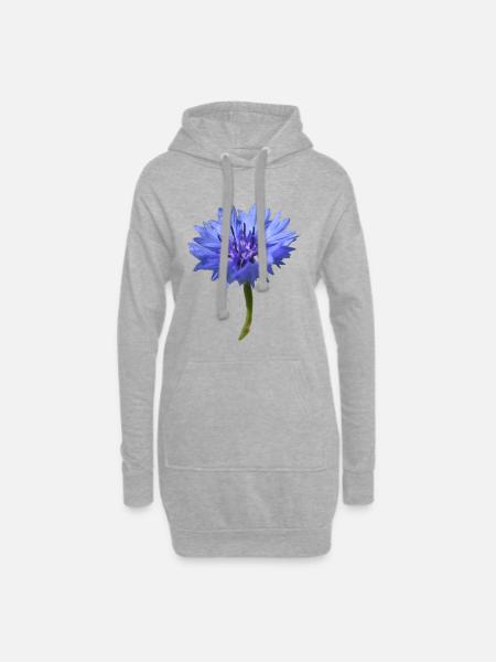 Blue Corn Flower - Hoodie Dress - heather grey