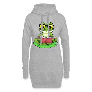 Lunettes de livre Frog Nerd - Sweat-shirt à capuche long Femme - gris chiné - Devant