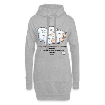 Les moutons de la majorité... - Sweat-shirt à capuche long Femme - gris chiné - Devant