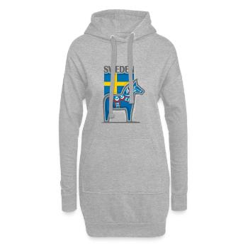 Suède Voyage Souvenir Landmark, drapeau suédois - Sweat-shirt à capuche long Femme - gris chiné - Devant