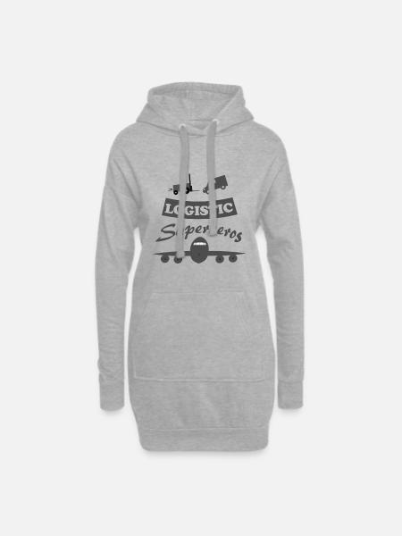 Logistik und Transport - Hoodie-Kleid - Grau meliert