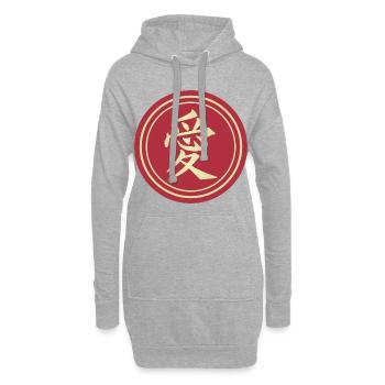 Aufkleber japanische Kanji Liebe ai Geschenkidee - Hoodie-Kleid - Grau meliert - Vorne