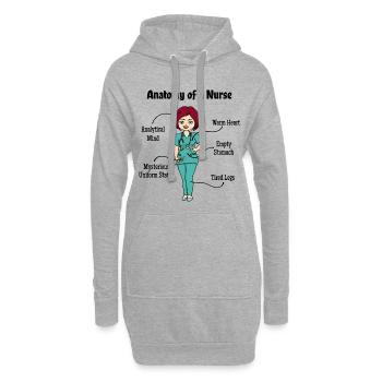 Infirmière soignante assistante sociale - Sweat-shirt à capuche long Femme - gris chiné - Devant