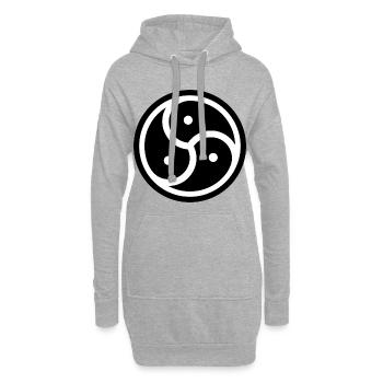 runder Aufkleber BDSM Symbol Herrin Bondage Latex - Hoodie-Kleid - Grau meliert - Vorne