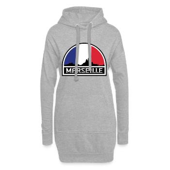 Marseille France Skyline Silhouette Französische Flagge - Hoodie-Kleid - Grau meliert - Vorne