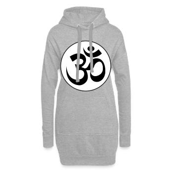 autocollant rond om aum sacré son hindouisme Inde - Sweat-shirt à capuche long Femme - gris chiné - Devant