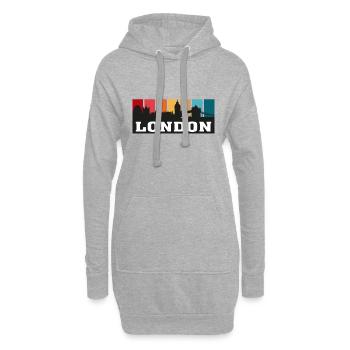 Londres Angleterre Voyage Skyline Souvenir Silhouette - Sweat-shirt à capuche long Femme - gris chiné - Devant