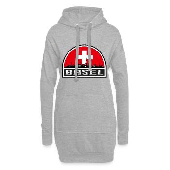 Bâle Suisse Skyline Silhouette Drapeau Suisse Tr - Sweat-shirt à capuche long Femme - gris chiné - Devant