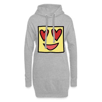 Expression Kawaii drôle de visage carré - Sweat-shirt à capuche long Femme - gris chiné - Devant