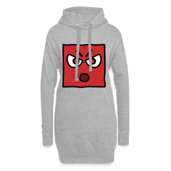Funny Emoji Emoticon Expression Kawaii Square Face - Hoodie Dress - heather grey - Front
