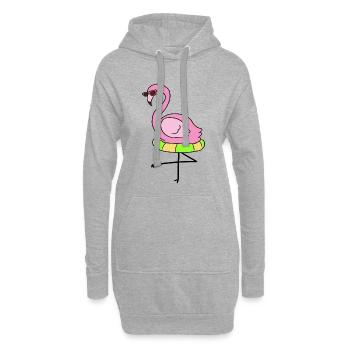 Vacances Flamingo Cool vacances île d’été soleil - Sweat-shirt à capuche long Femme - gris chiné - Devant