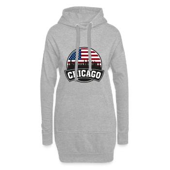 Chicago Illinois USA Skyline Travel Souvenir Ameri - Sweat-shirt à capuche long Femme - gris chiné - Devant