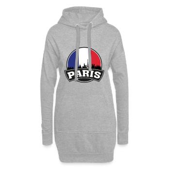 Paris France Skyline Voyage Souvenir Drapeau Français - Sweat-shirt à capuche long Femme - gris chiné - Devant
