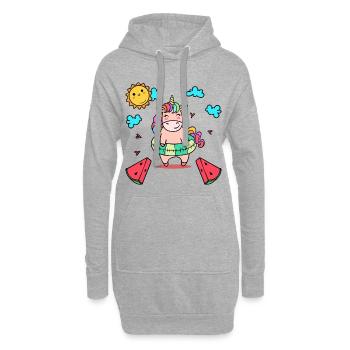 Licorne vacances nager pneu mer plage été - Sweat-shirt à capuche long Femme - gris chiné - Devant
