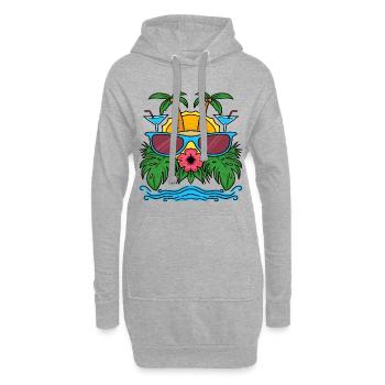 Urlaub Karibik Hawaii Insel Strand Ferien Palmen - Hoodie-Kleid - Grau meliert - Vorne