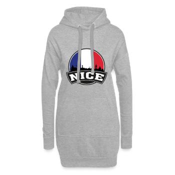Nice France Skyline Voyage Souvenir Drapeau Français - Sweat-shirt à capuche long Femme - gris chiné - Devant