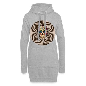 autocollant rond calavera crâne mexicain santa muerte - Sweat-shirt à capuche long Femme - gris chiné - Devant