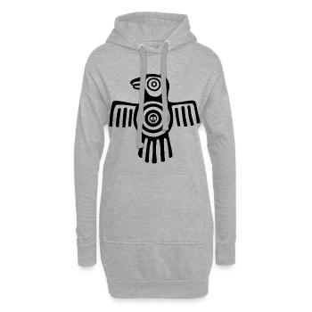 Oiseau inca noir - Sweat-shirt à capuche long Femme - gris chiné - Devant