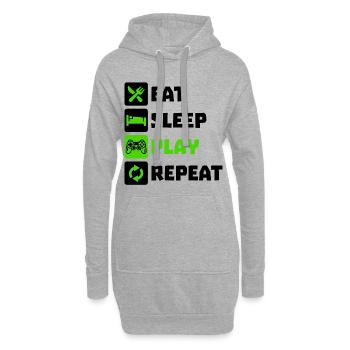 Manger Dormir Répétition Jeux Gamer Gaming - Sweat-shirt à capuche long Femme - gris chiné - Devant