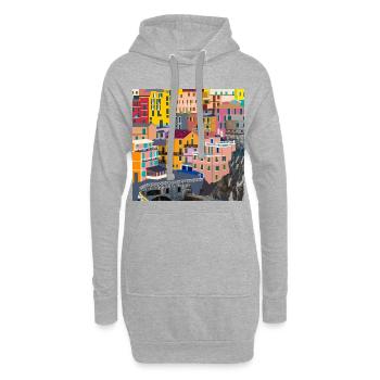 Cinque Terre En Italie - Sweat-shirt à capuche long Femme - gris chiné - Devant