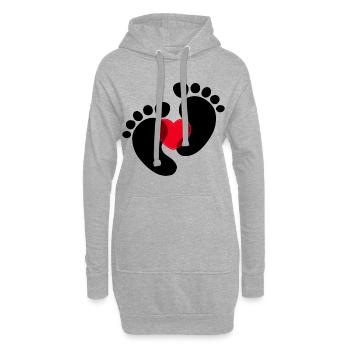 Coeur Enceinte Pieds bébé - Sweat-shirt à capuche long Femme - gris chiné - Devant